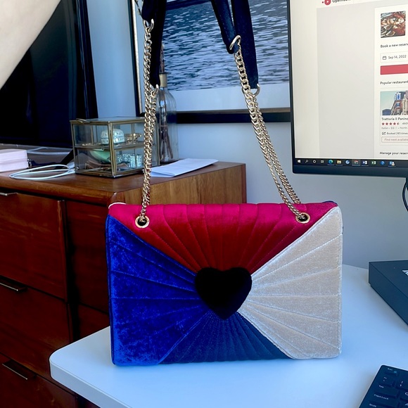 Pomikaki Italian Velvet Handbag in Multicolor - Picture 2 of 6